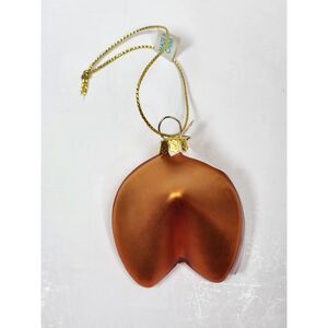 Bronner’s Blown Glass Fortune Cookie Ornament Gold Metallic Holiday Decoration